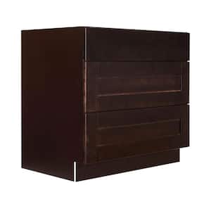 Anchester Assembled 30 in. x 34.5 in. x 24 in. Base Cabinet with 3 Drawers in Dark Espresso