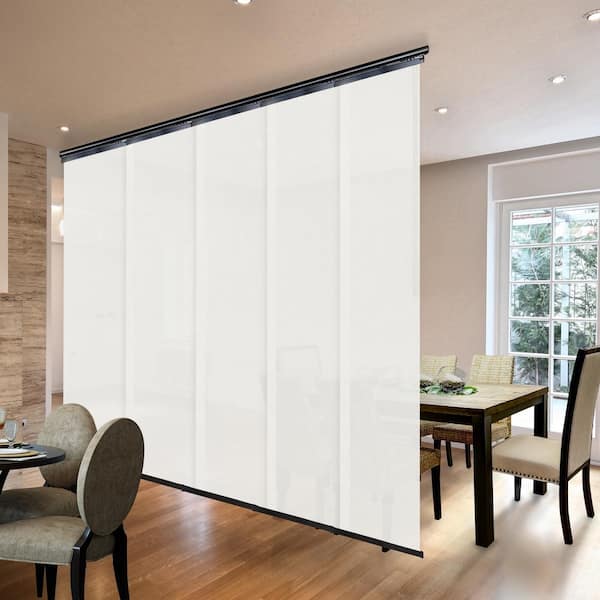EMOH Dove 58 in. - 110 in. W x 94 in. L Adjustable 5-Panel in Black Single Rail Panel Track with 23.5 in. Slates