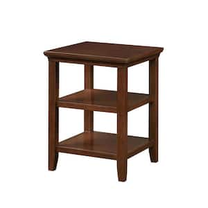 Tribeca 18 in. Espresso Square Rubber Wood End Table with Shelves