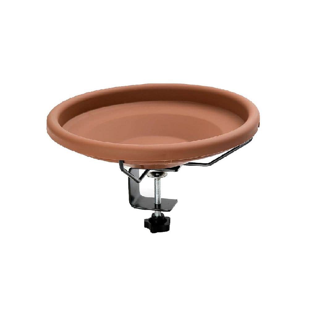 12 in. Dia Detachable Deck Mounted Bird Bath Bowl for Balcony Railing and F