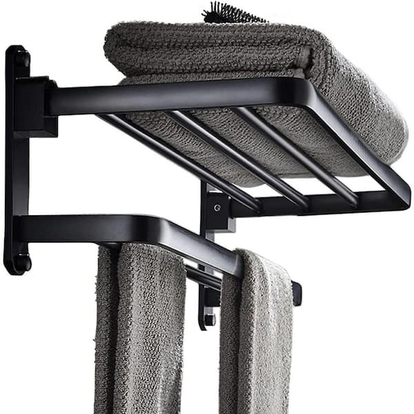 Dyiom Bathroom Towel Rack With Two Towel Racks, 24 In. Towel Rack With Shelves