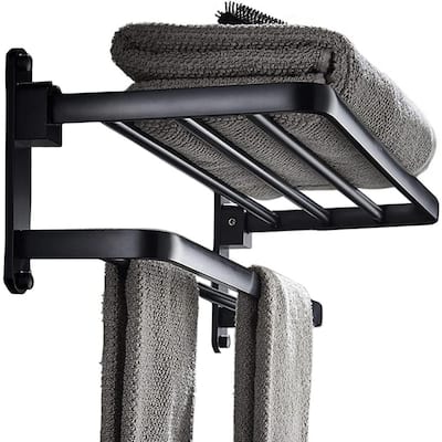 Dyiom Black Towel Rack Swivel Towel Rack Wall Mounted, SUS304 Stainless  Steel Towel Bar, Space Saving Towel Holder B09DY1KCLG - The Home Depot