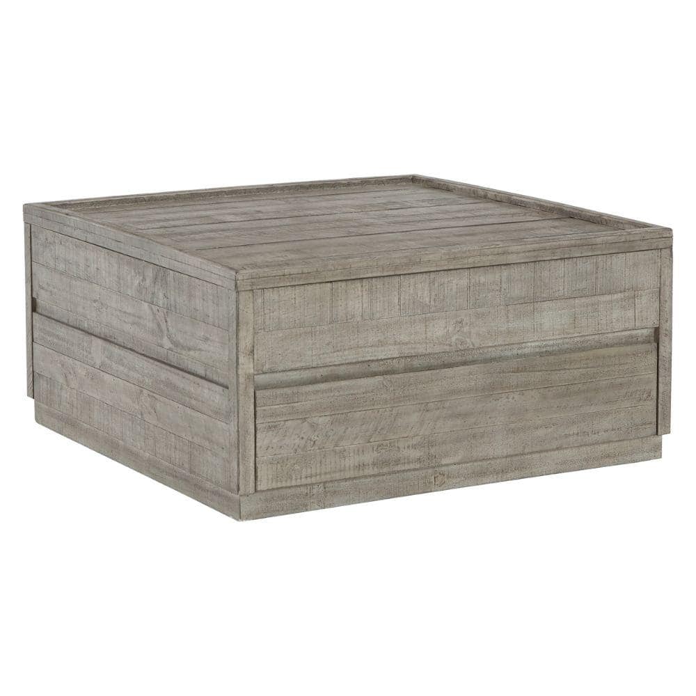 Benjara 36 In. Muted Gray Rectangle Pine Wood Coffee Table With Lift ...