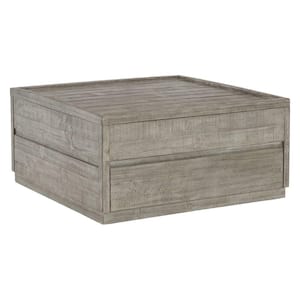 36 in. Muted Gray Rectangle Pine Wood Coffee Table with Lift Top and Platform Design
