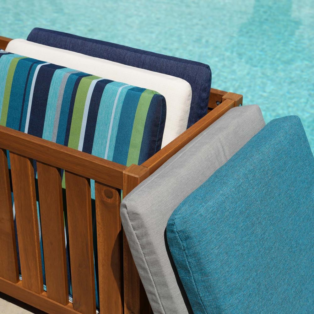 Teal Polyester Outdoor Dining Seat Cushions (Set of 2)