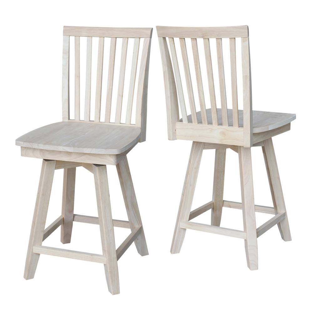 Brown Parawood Swivel Counter Stool, 24" Height