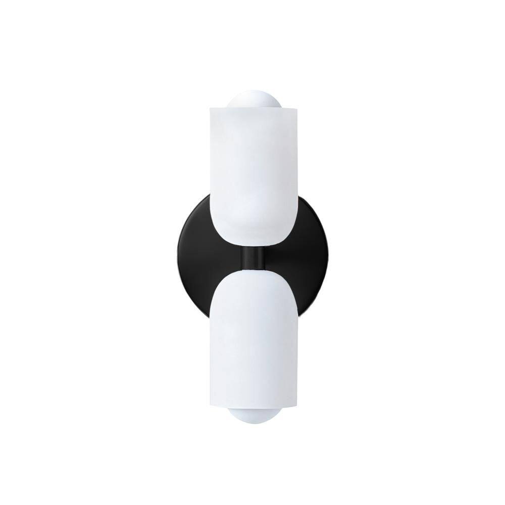 Zylar 2.64 in. 2-Light White Glass Wall Sconce with Black Metal Base, Luxury Lighting/Decor for Living Room and Bedroom price history on PriceWatchPro