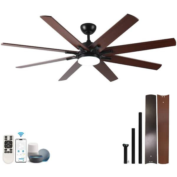 Aerolume 72 in. Smart Indoor/Outdoor Matte Black Downrod Modern Ceiling Fan with Light included Remote and App Control
