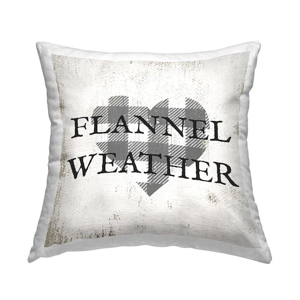 Stupell Industries Flannel Weather Vintage Plaid Heart Shape Beige Plaid Polyester 18in. X 18in. Throw Pillow