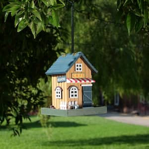 9 in. Tall Outdoor Hanging Colorful Bird Feeder, Cafe