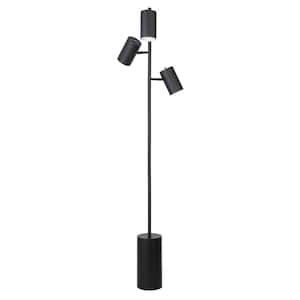 65 in. Black 3 Light 1-Way (On/Off) Tree Floor Lamp for Liviing Room with Metal Cylin.der Shade