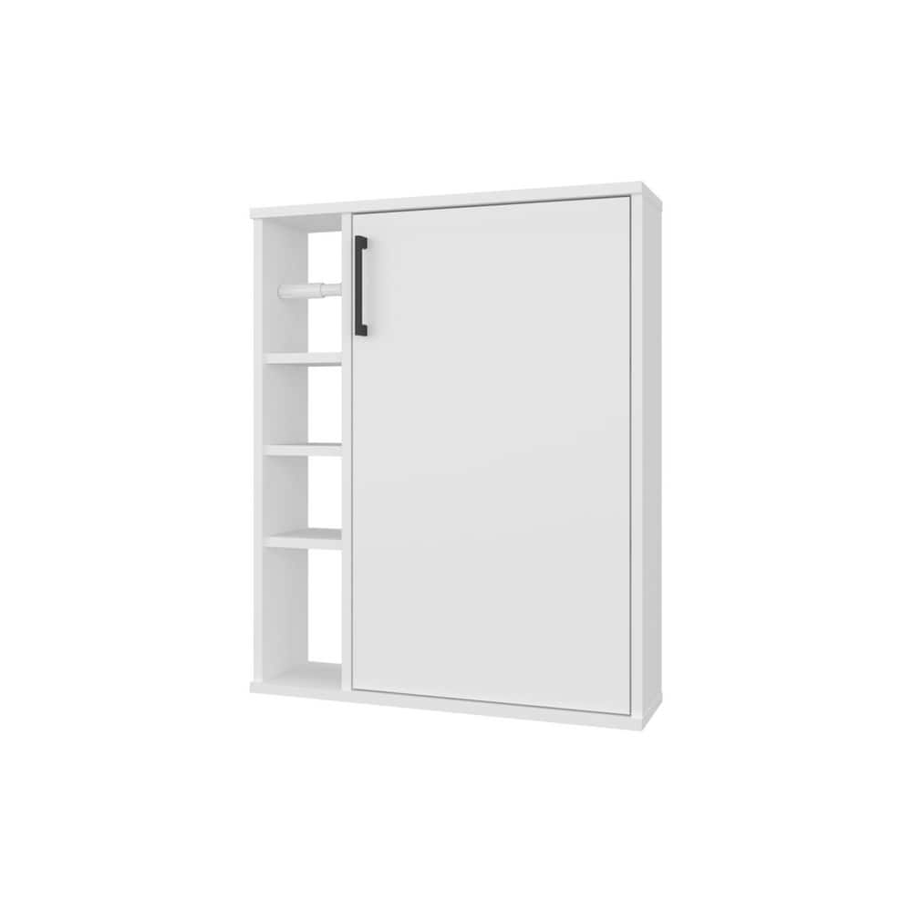 23.6 in. W x 6.1 in. D x 28.9 in. H White MDF Freestanding Linen Cabinet with 4 Open Shelves, 1 Door price history on PriceWatchPro