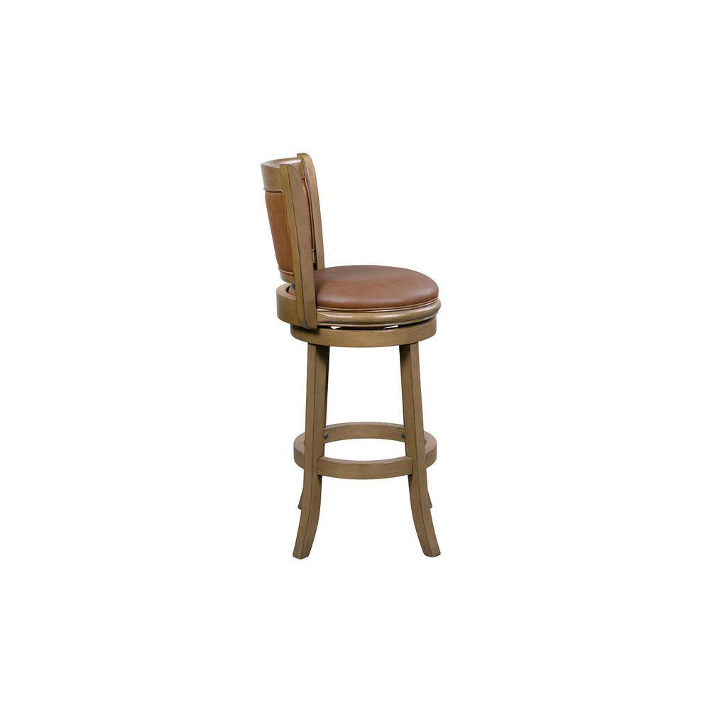 Caramel Faux Leather and Wood Swivel Counter Stool