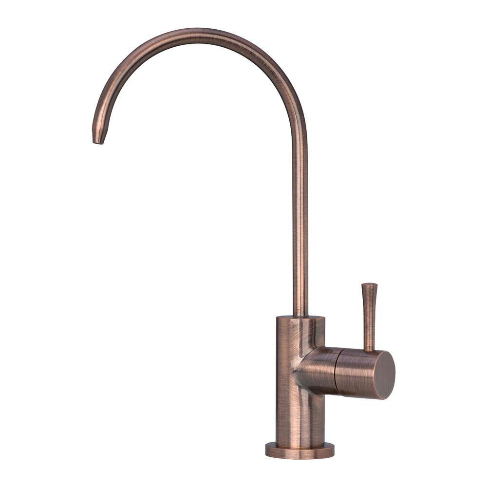 Single Handle Beverage Faucet with Gooseneck in Antique Copper Finish