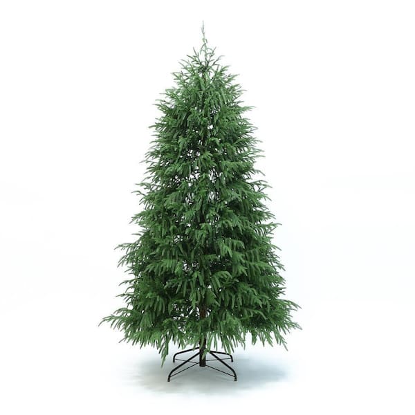 LuxenHome 7 ft. PreLit Green Full Cedar Artificial Christmas Tree