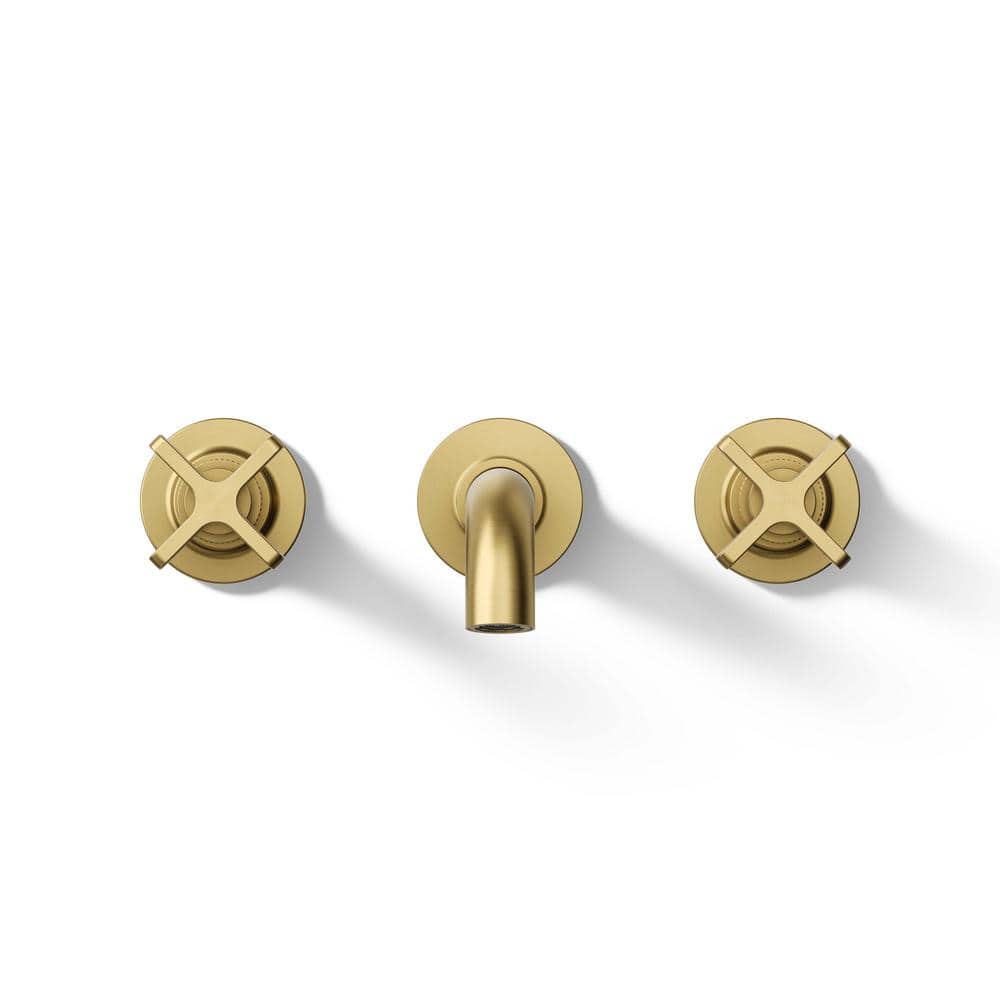 Vibrant Brushed Brass Wall-Mount Bathroom Faucet Set