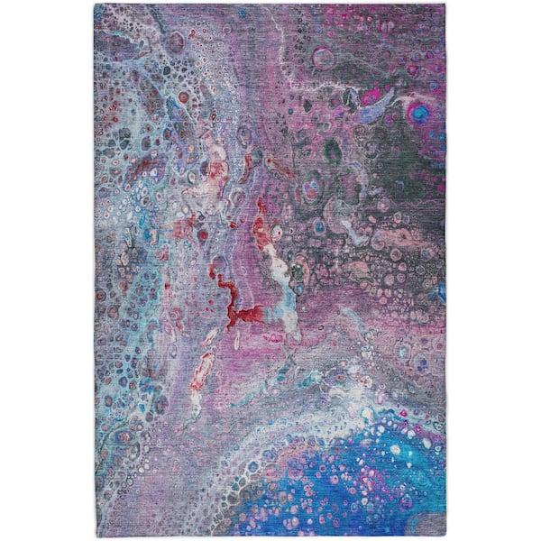 Dream Shag Premium Machine Washable Abstract ADS588 Blue 8 ft. x 10 ft. Area Rug