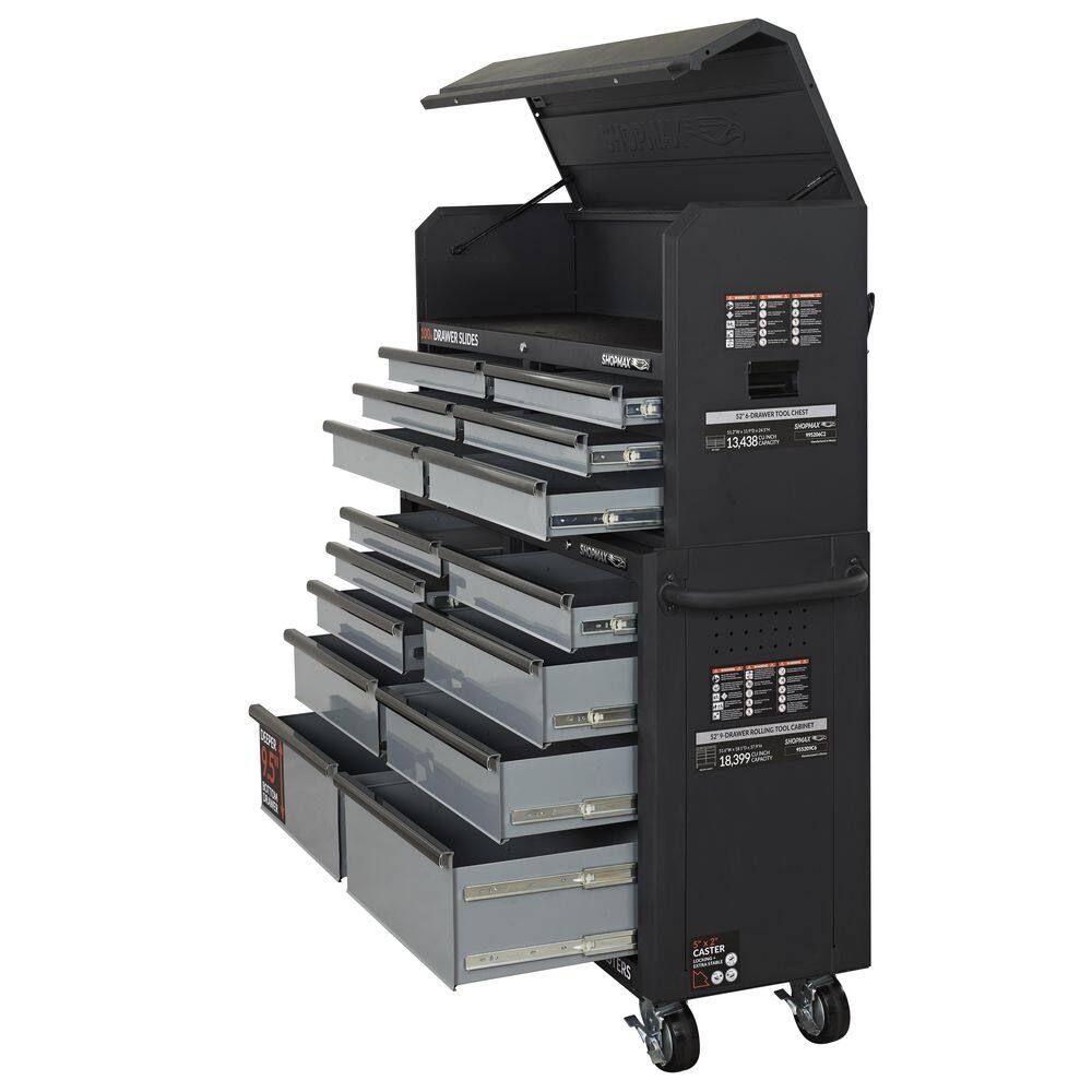 52" Black Steel 17-Drawer Rolling Tool Chest and Cabinet