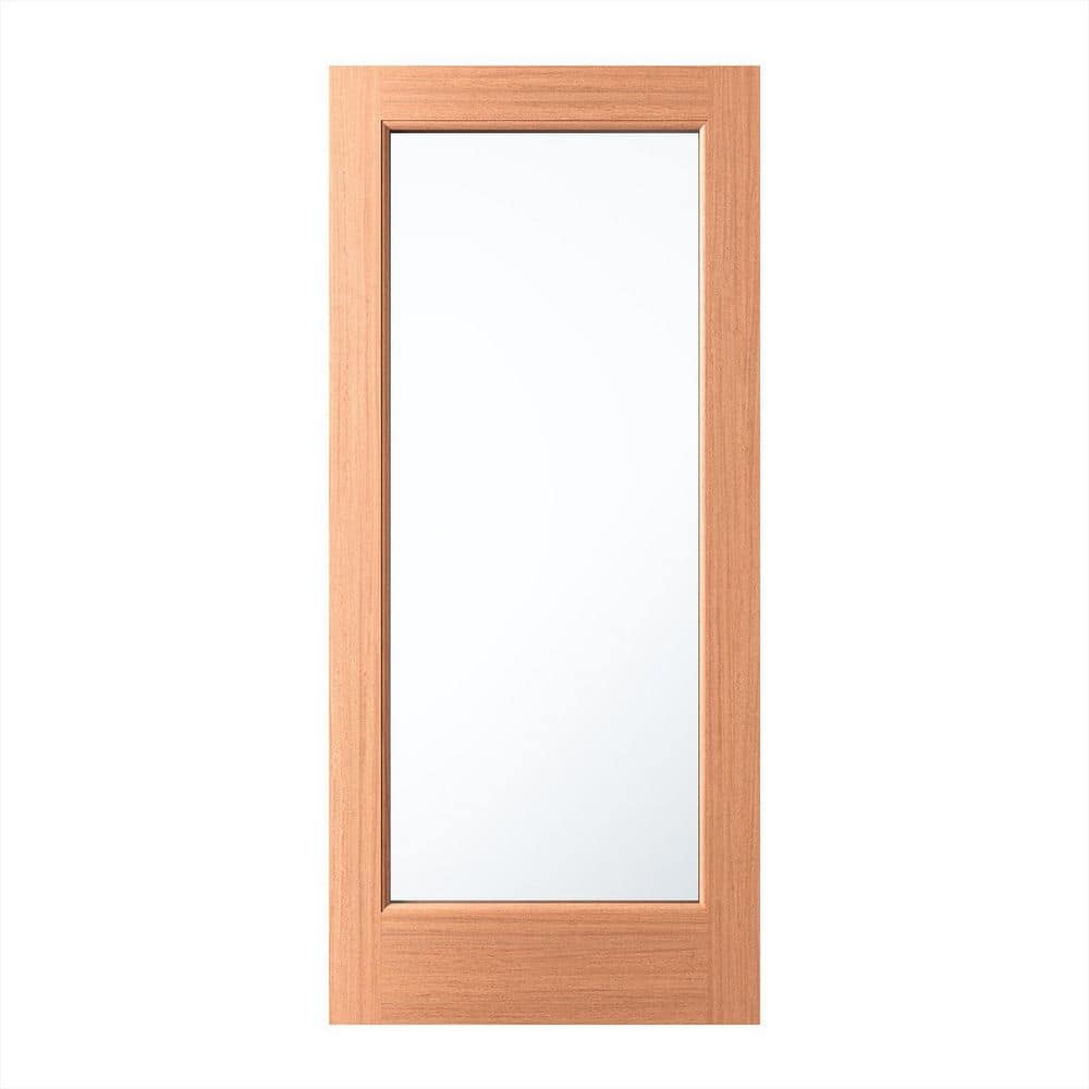 FD1L 24 in. x 96 in. Universal/Reversible Full Lite Clear Glass Mahogany Unfinished Wood Front Door Slab price history on PriceWatchPro
