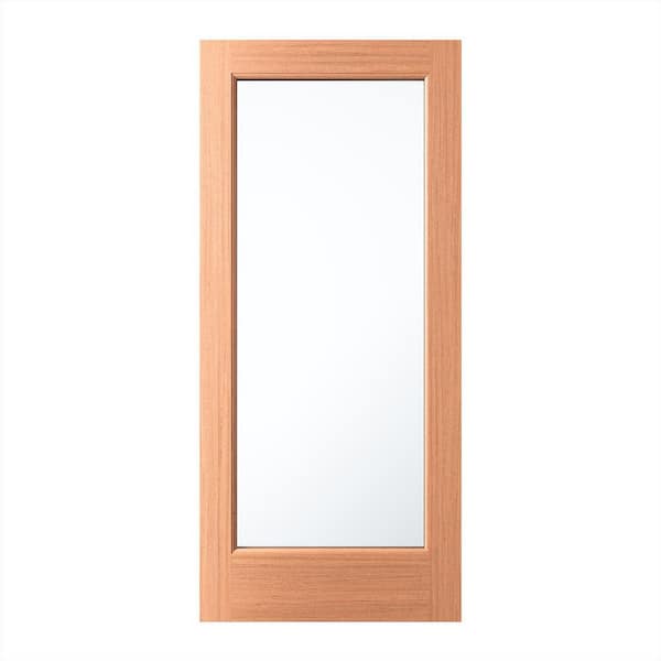 FD1L 42 in. x 80 in. Universal/Reversible Full Lite Clear Glass Mahogany Unfinished Wood Front Door Slab