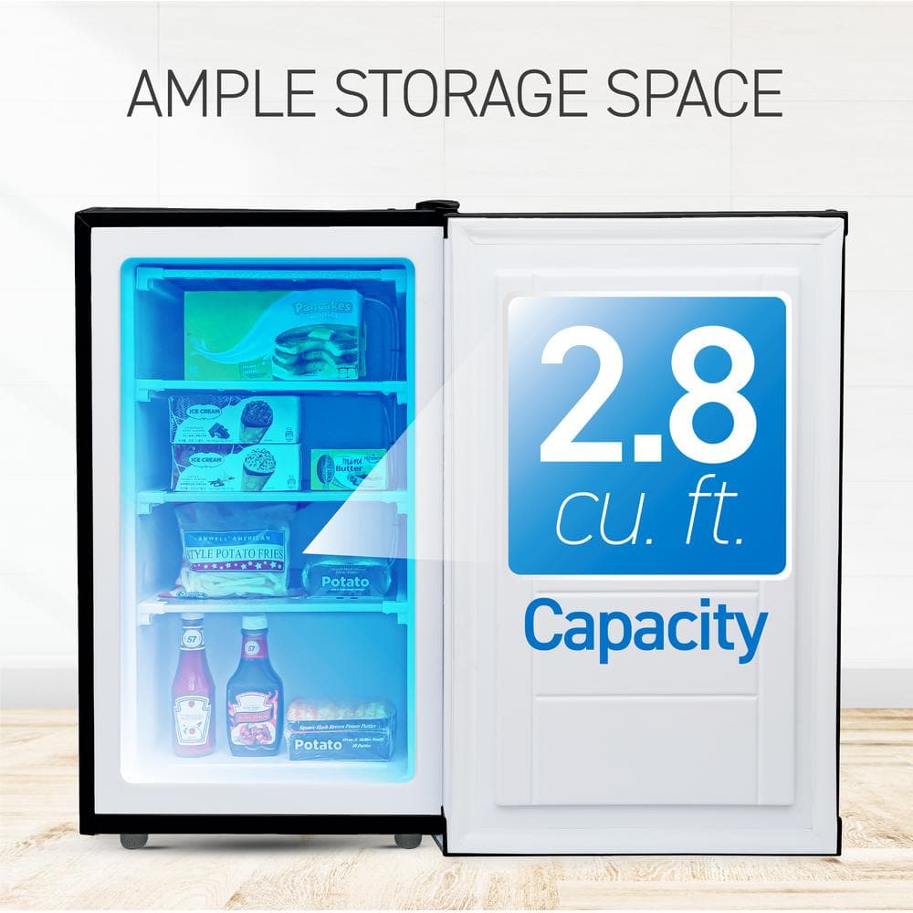 Compact Black Steel Upright Freezer with Adjustable Thermostat