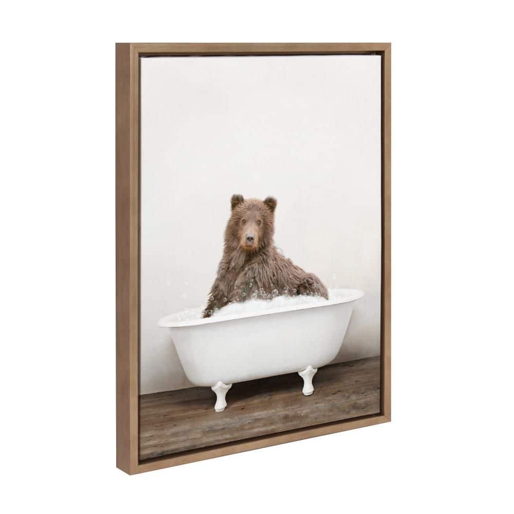 "Sylvie ""Bear Rustic Bubble Bath"" by Amy Peterson Art Studio Gold Framed Art Print 18 in. x 24 in." price history on PriceWatchPro