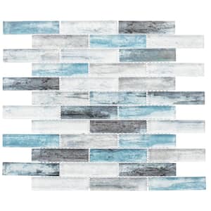 Giovan Kopan Blue/Gray 5 in. x 6.5 in. Textured Glass Brick Joint Mosaic Tile Sample