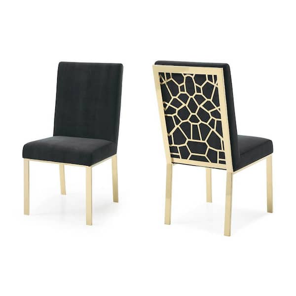 Reba Modern Black Velvet Dining Chair (Set of 2)