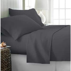 3-Piece Solid Dark Gray Microfiber Ultra Soft King Size Duvet Covers