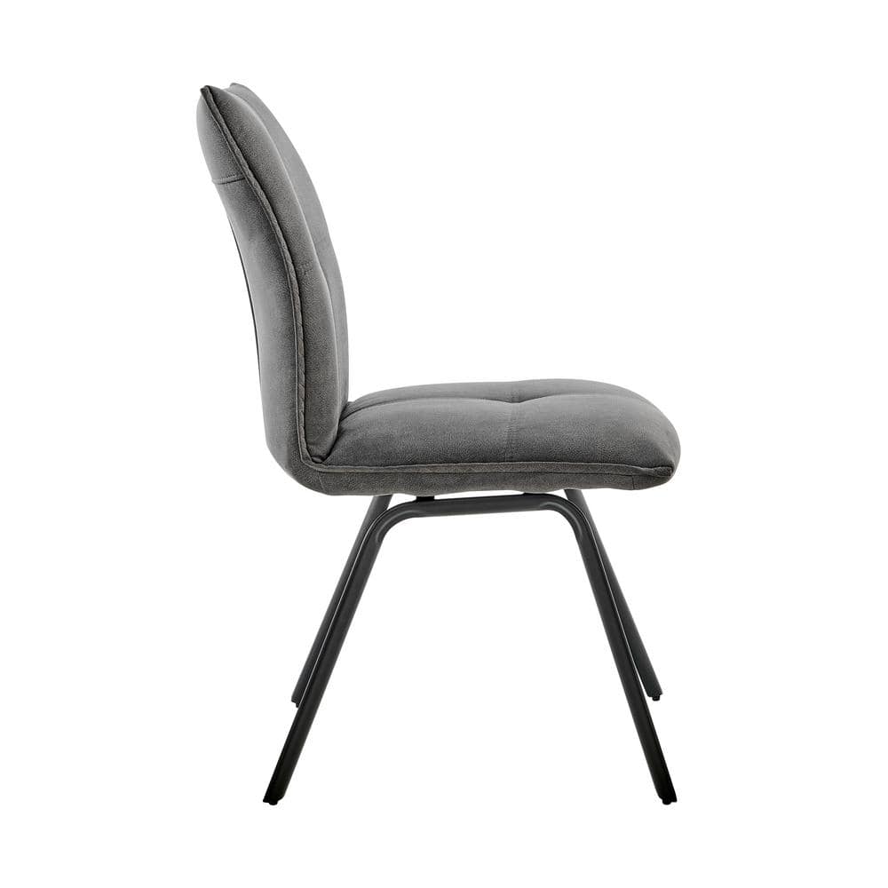High Charcoal Metal Upholstered Side Chair Set of 2