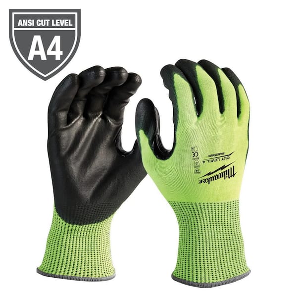 Milwaukee X-Large High Visibility Level 4 Cut Resistant Polyurethane Dipped Work Gloves