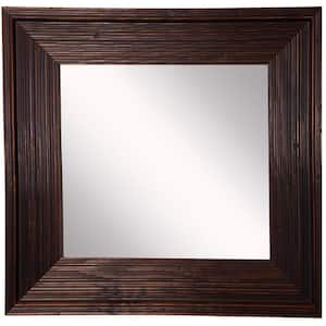 12 in. W x 12 in. H Framed Square Bathroom Vanity Mirror in Brown