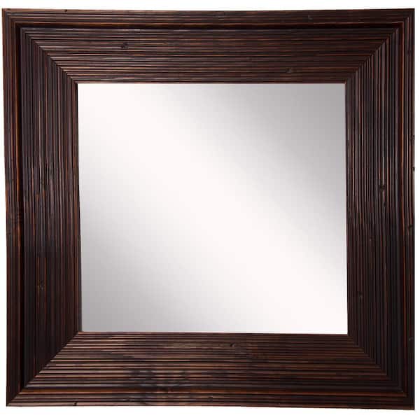 Unbranded 12 in. W x 12 in. H Framed Square Bathroom Vanity Mirror in Brown
