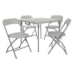 5-Piece White Folding Card Table and Chair Set
