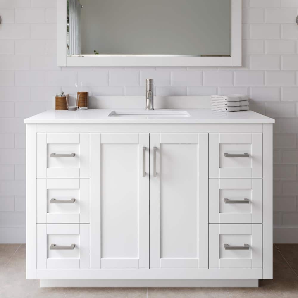 Miranda 48 in. W Single Bath Vanity in White with Cultured Marble Vanity Top in White with White Basin price history on PriceWatchPro
