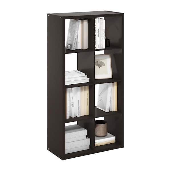 Furinno Cubicle 58 in. Tall Dark Oak Wood 8 Shelf Open Back