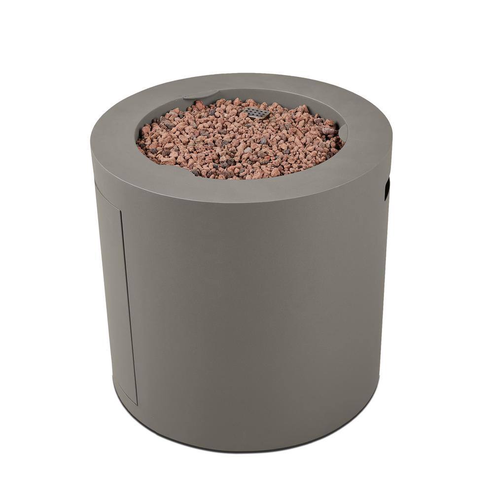 Aegean 24" Round Mist Gray Steel Propane Fire Pit Table