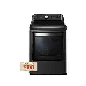 7.3 Cu. Ft. Vented SMART Gas Dryer in Black Steel with EasyLoad Door, TurboSteam and Sensor Dry Technology