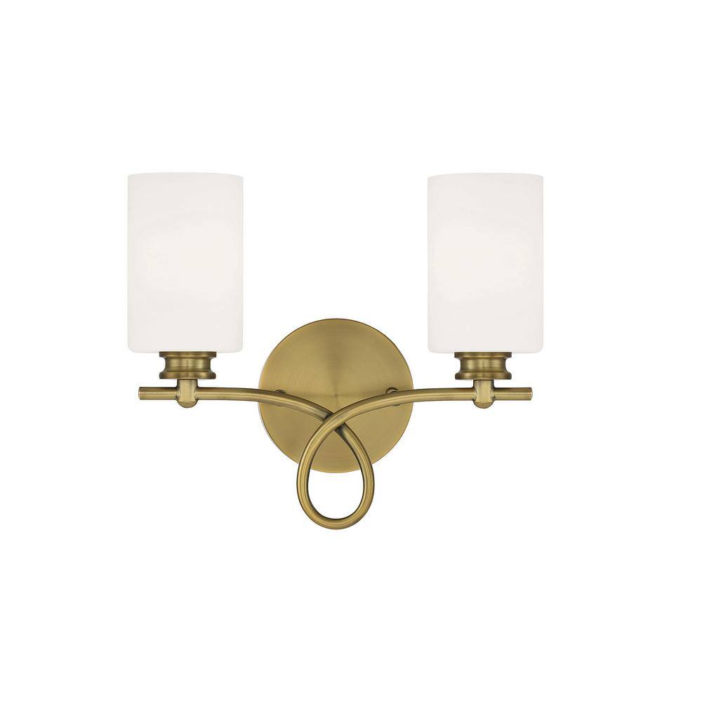 Woodbury Warm Brass 2-Light Bathroom Vanity Fixture
