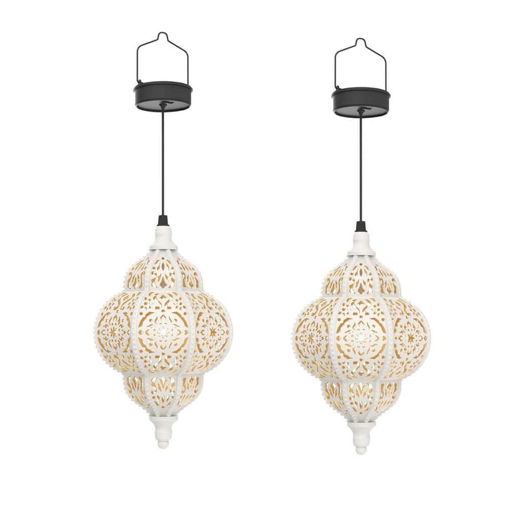 White Hanging Solar Lights Outdoor Garden Decor, 2-Pack L0C5RBR7K5