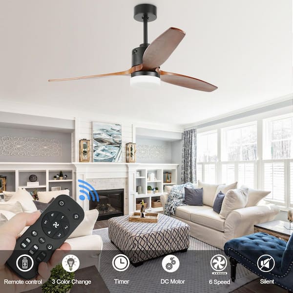 Oaks Aura Novella 52in. LED 6-Speed Solid Wood IndoorJapandi