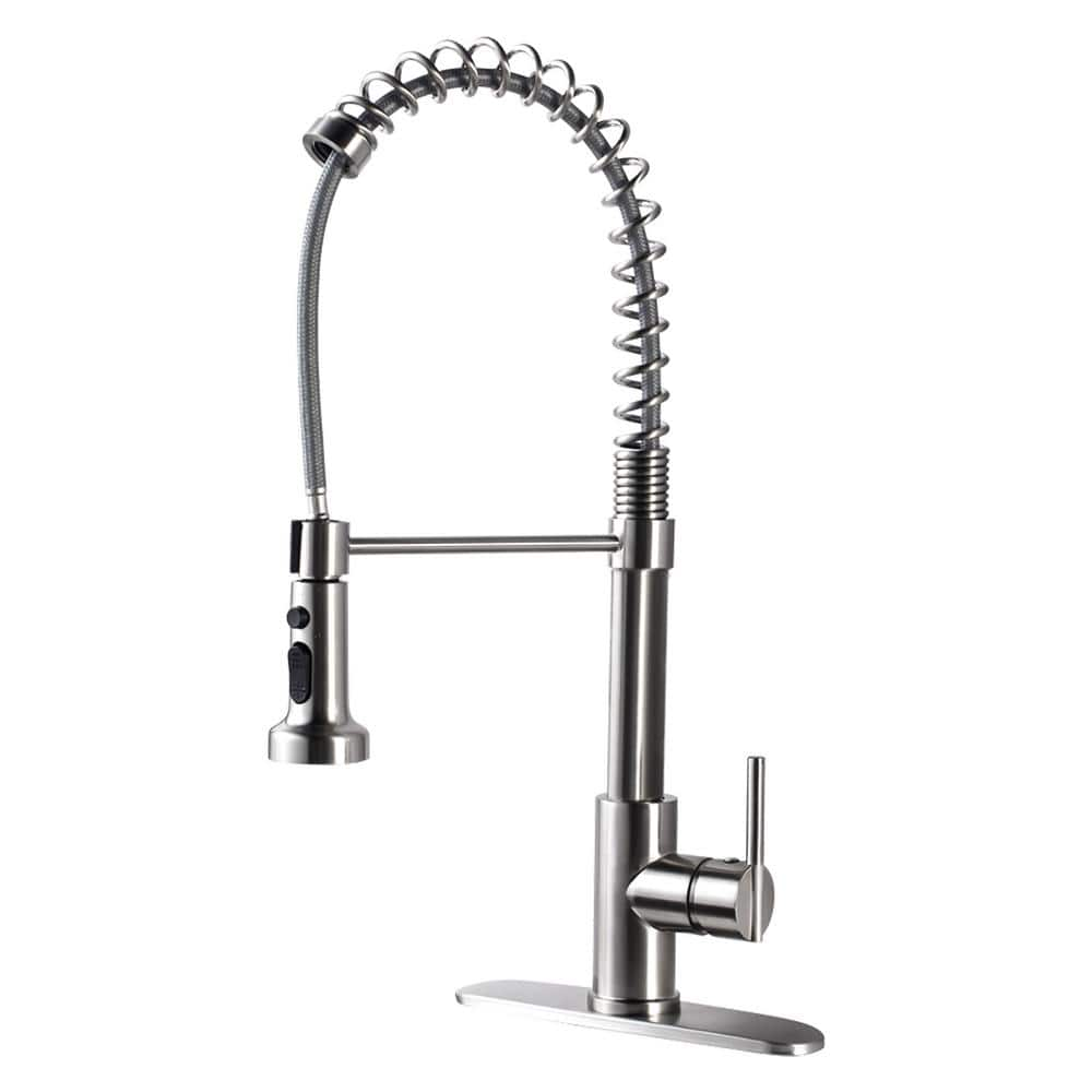 LORDEAR 1.8 GPM Single Handle Spring Pull Down Sprayer Kitchen Faucet ...