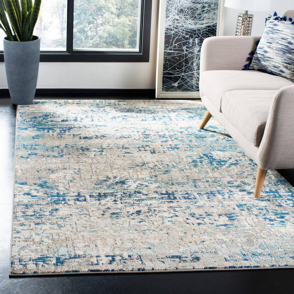 Gray Synthetic Hand-knotted Square Area Rug, 3' x 3'