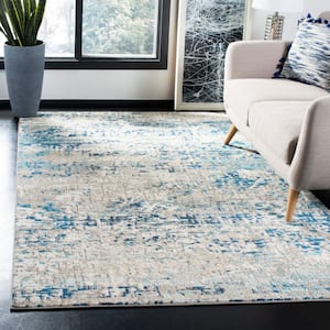 Madison Grey/Blue 4 ft. x 4 ft. Abstract Gradient Square Area Rug