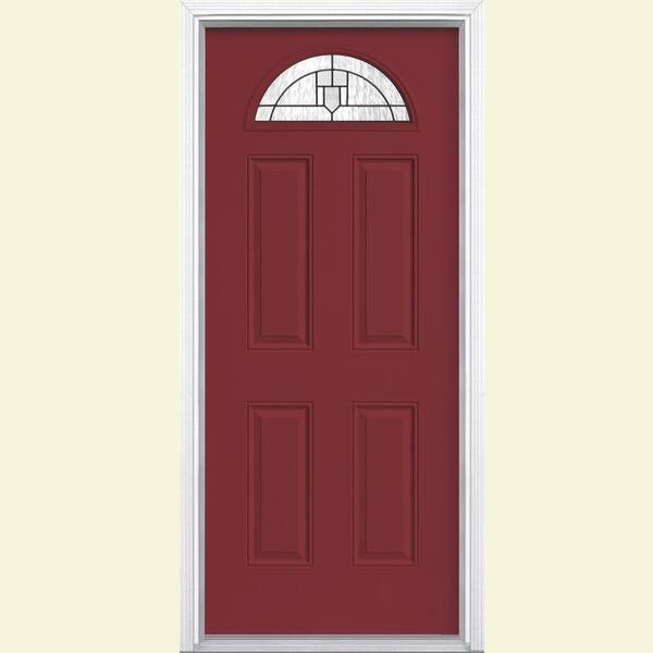 Masonite Glendale Fan Lite Painted Steel Prehung Front Door with Brickmold-DISCONTINUED