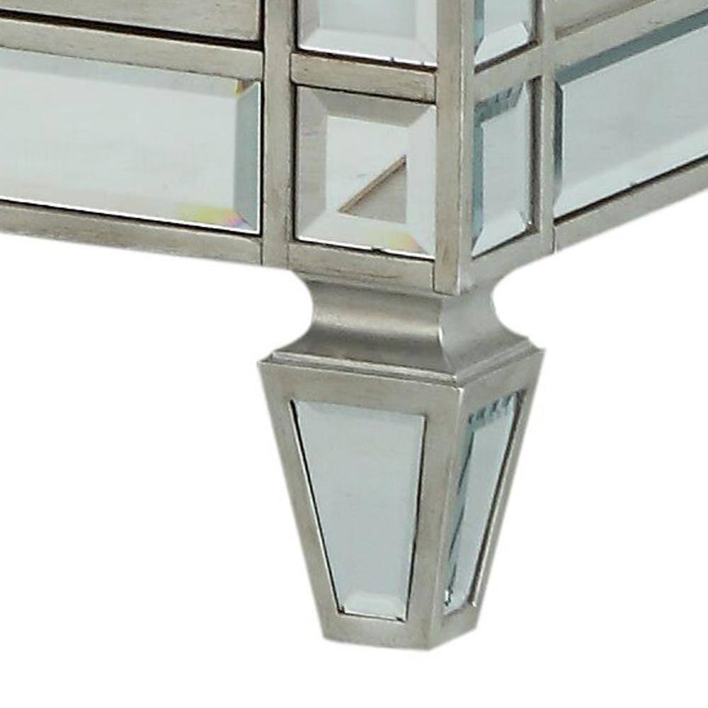 Varian 68" Mirrored White Glam Dresser with Felt Lined Drawers