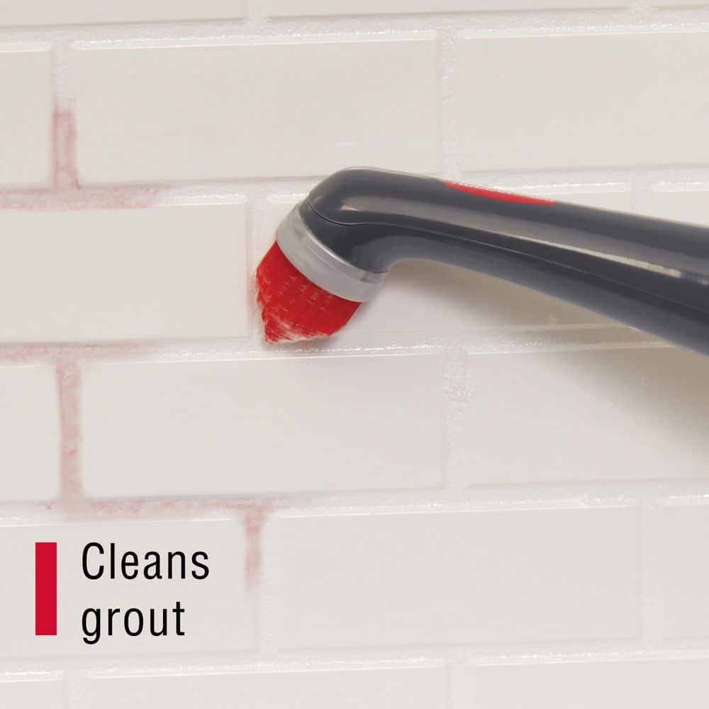 Gray and Red Cordless Electric Power Scrubber with Grip Handle