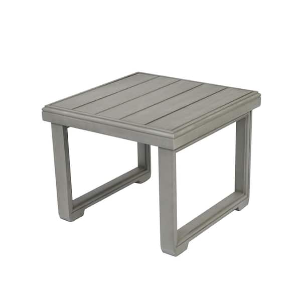 20 in. Light Gray Wood Square Garden Outdoor Side Table Coffee Table