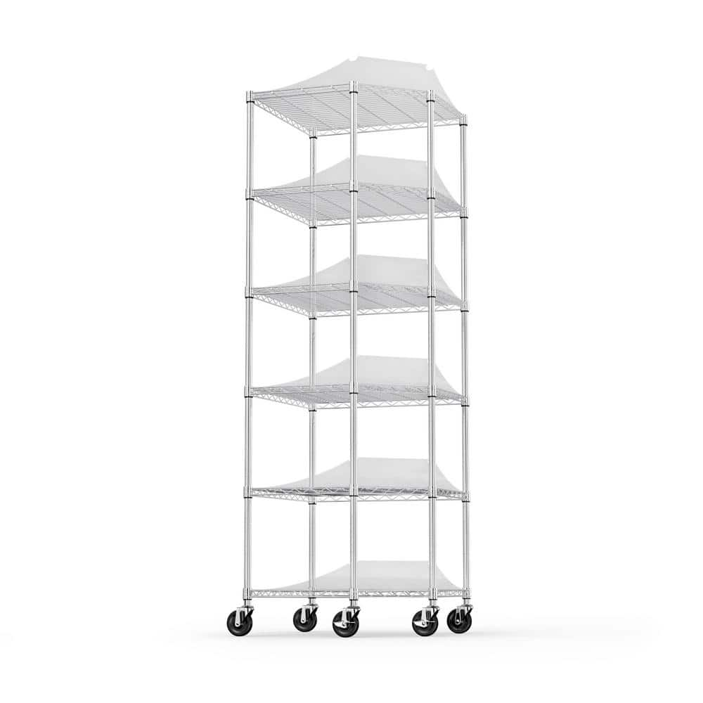 6-Tier Storage Shelves NSF Certified Wire Shelving Unit on Wheels Heavy  Duty Metal Shelves Adjustable Steel Shelving 2100Lbs Capacity for Closet