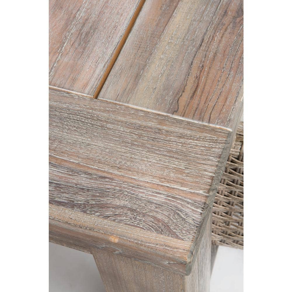 71" Driftwood Eucalyptus and Wicker Patio Dining Set for 6